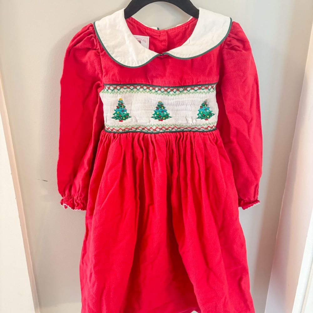 Marmellata Classics Smocked Christmas Dress Girls 5 Red Holiday